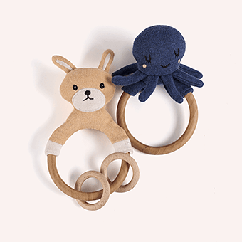Wooden Rattle Octopus 木製のガラガラタコ